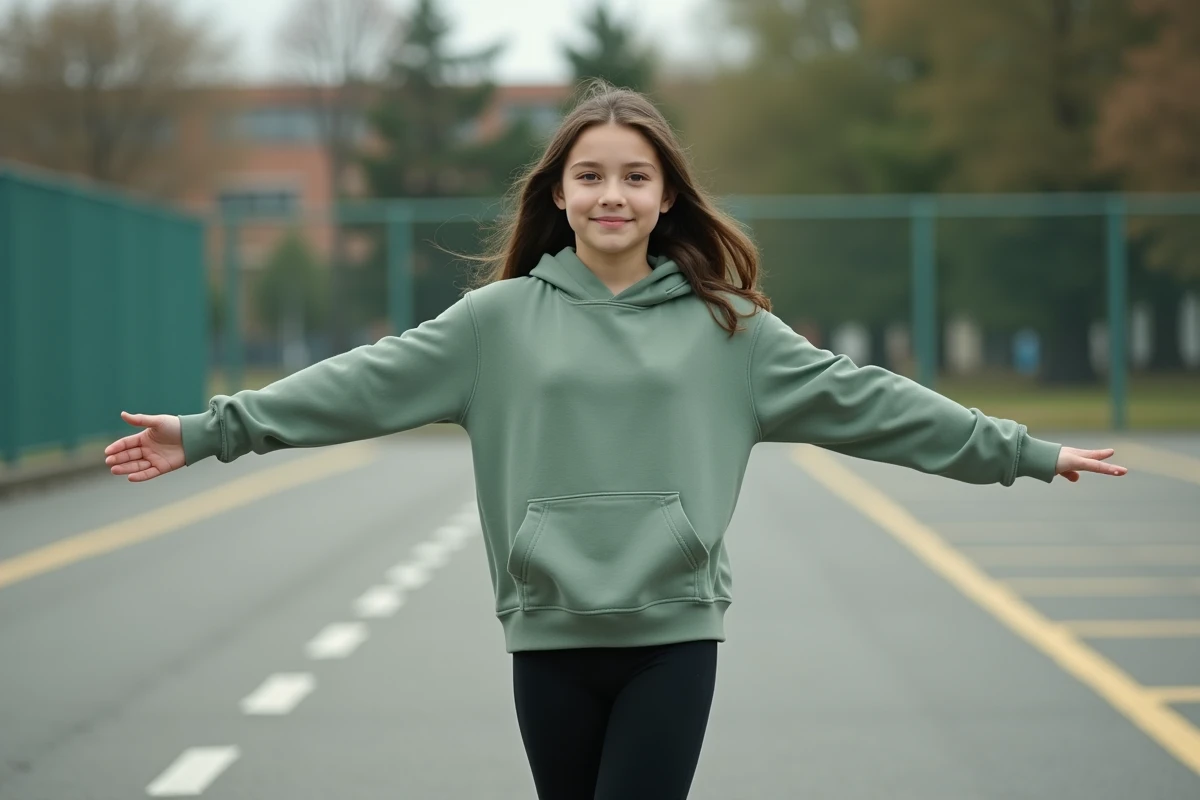 Adolescente de 16 ans flappant doucement les bras en extérieur