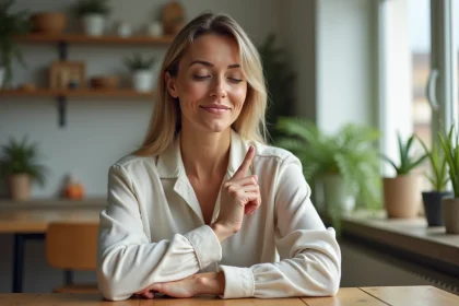 Femme pressant un point d'acupressure sur la main