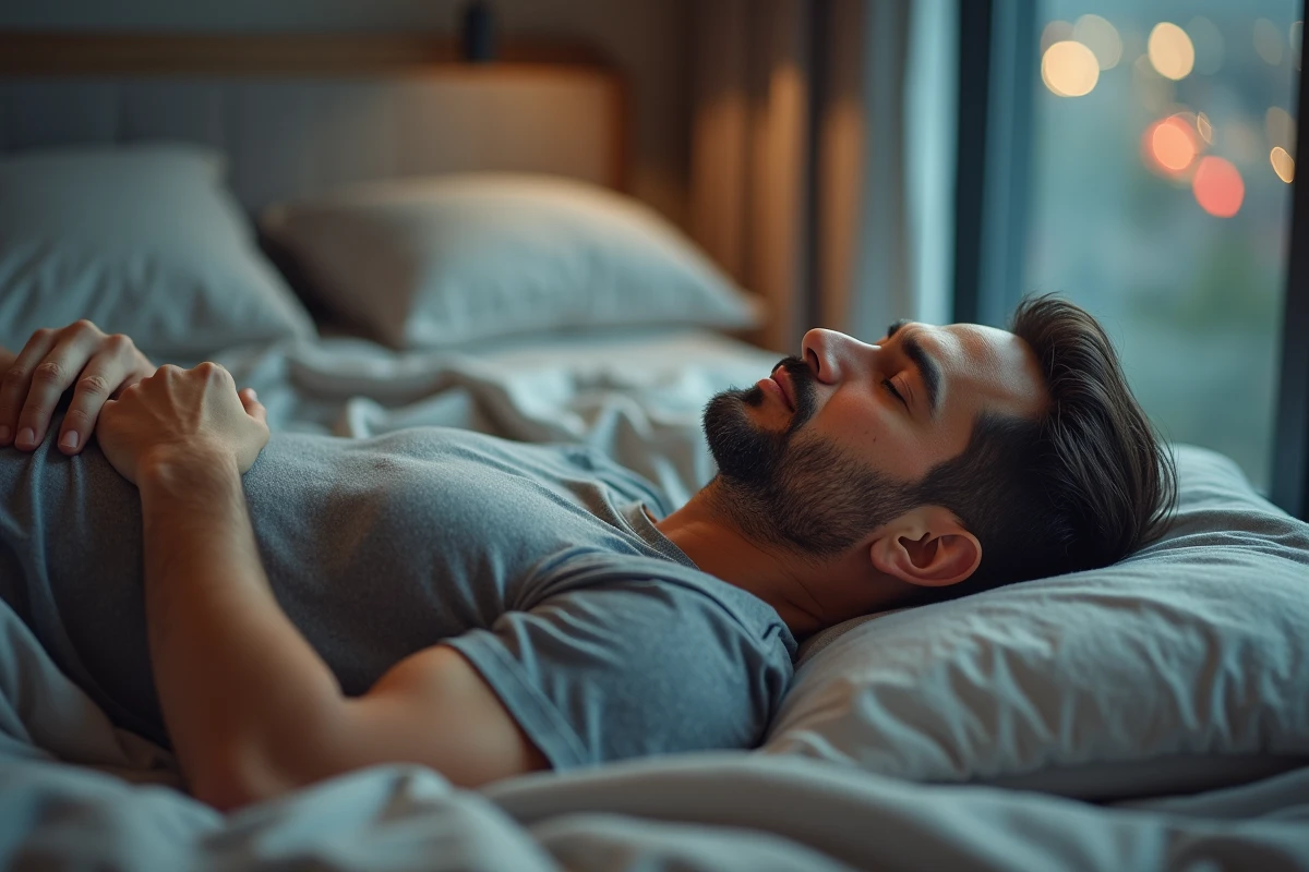 Homme endormi dans une chambre moderne et apaisante