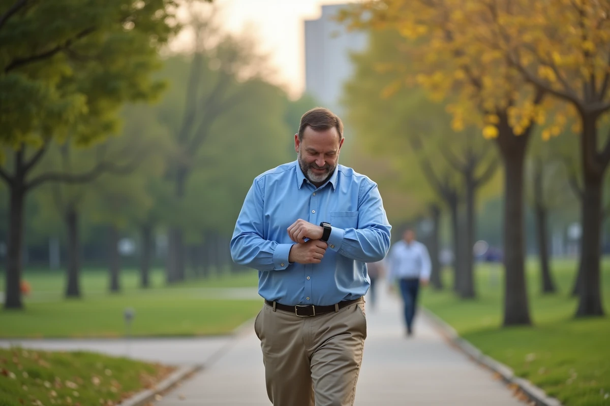 Homme vérifiant son tracker lors d