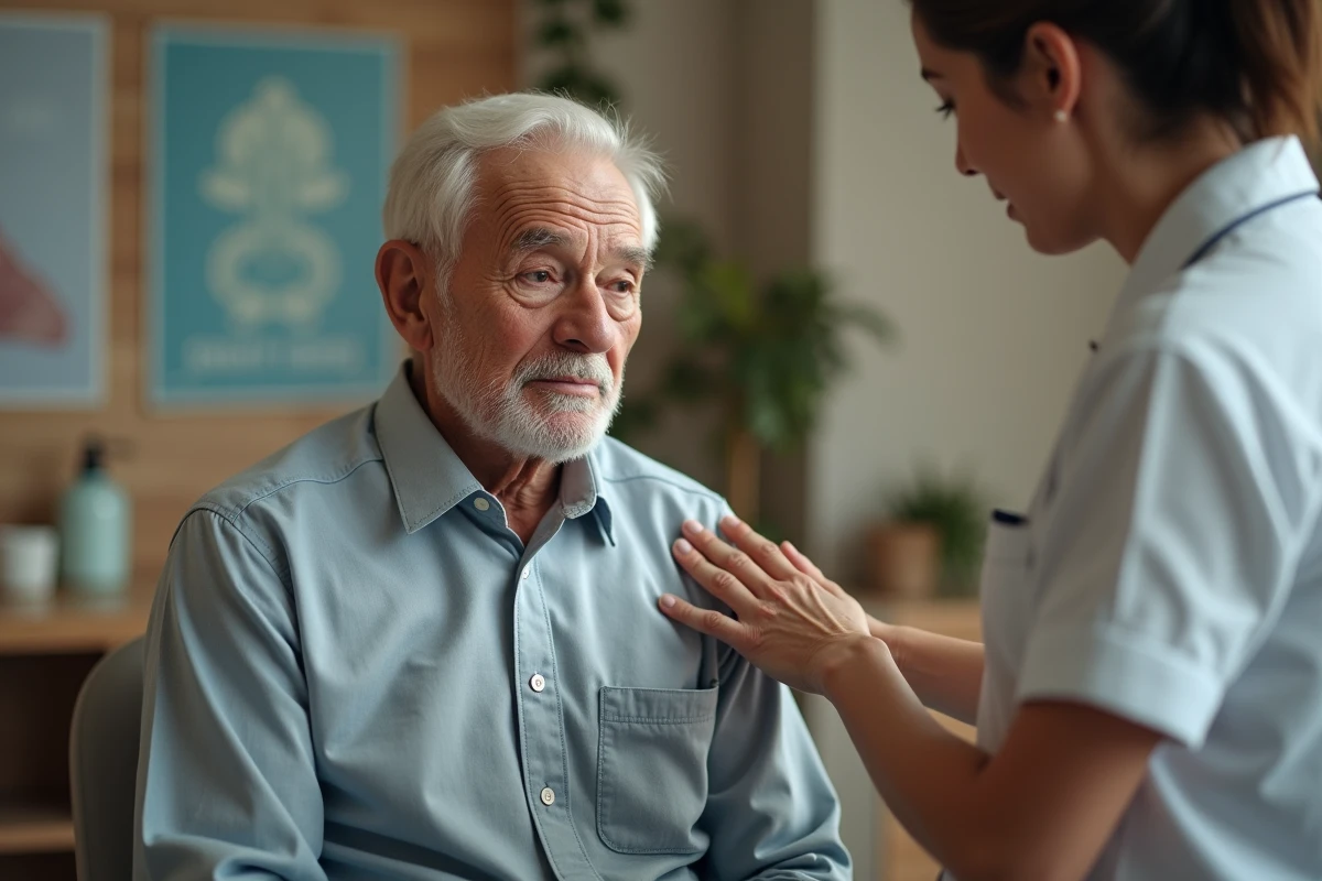 Praticien appliquant une pression sur l